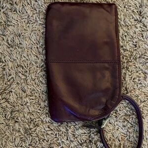 HOBO Plum Leather Wristlet Clutch